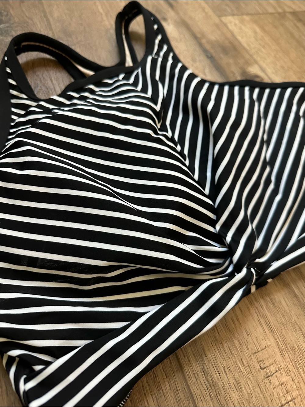 NWT! Kona Sol Bikini Top, High Neck, Sewn Cups, Stretch, Black/White, L 12/14 - Picture 3 of 8